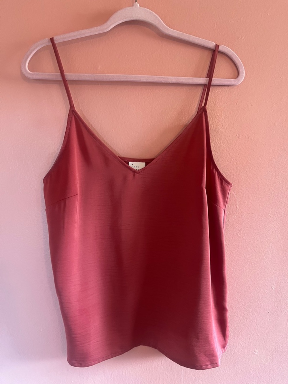 a new day Wine Satin V-Neck Spaghetti Strap Cami